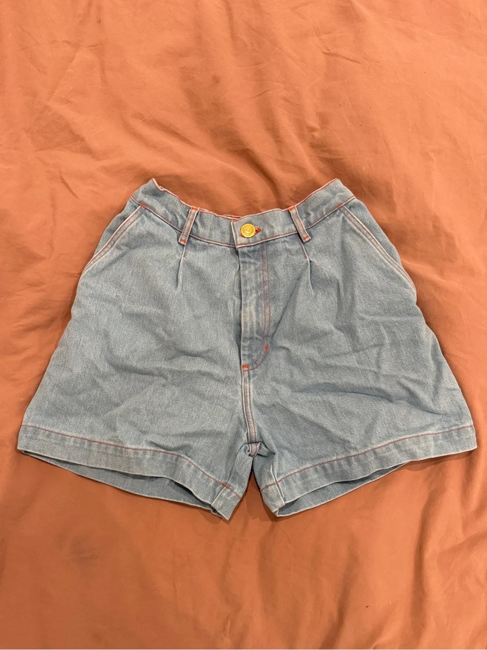 Big Bud Press Denim Trouser Shorts Light Blue Denim High-Waist